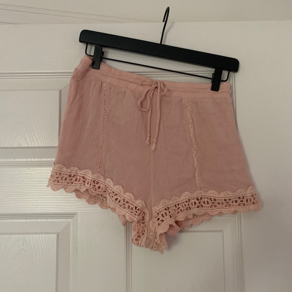 Summer-y Pink Lace High-Waisted Shorts